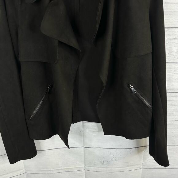 Kut from the Kloth Womens size M Faux Suede Boho Jacee Draped Moto Jacket Black - Picture 6 of 11